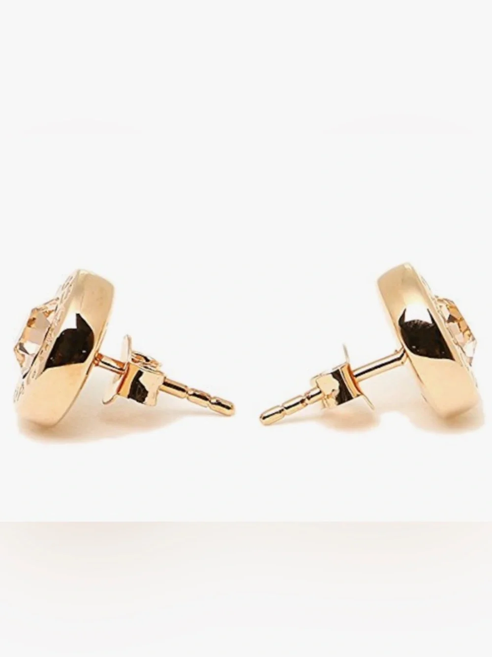 NWT Coach Rose Gold-Tone Pink Crystal Round Stud Earrings - Picture 3 of 8